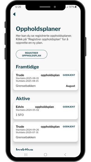 IST Home 2.4 Visning av fremtidig oppholdsplaner